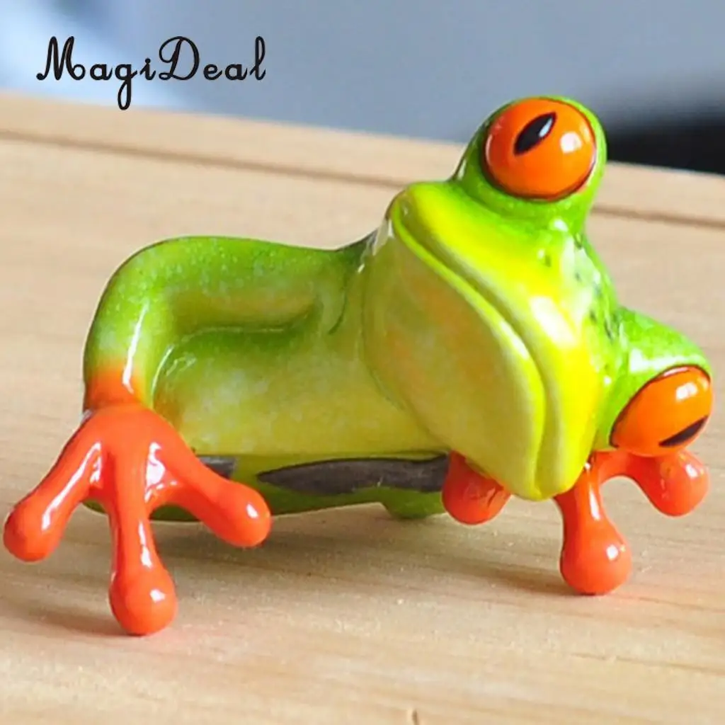 Funny 3D Craft Frog Decoration Miniatures Ornament Figurines, Garden Decor, Bonsai, Shelf, Desk, Car Dashboard, Computer