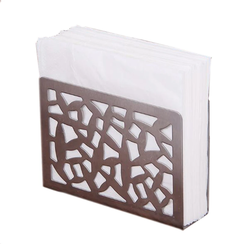 

High Quality Stainless Steel Napkin Rack Box Tissue Holder Cutlery Floral Hollow-Out Design Table Decoration Tissue Boxes