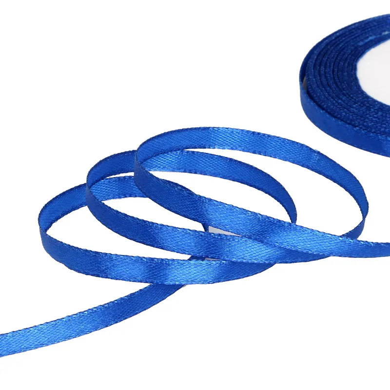 25 ярдов/рулонные ленты Высокое качество дешевая декоративная атласная лента 7 мм ширина для DIY коробка лук Ремесло Декор Свадебная вечеринка украшения - Цвет: Royal Blue