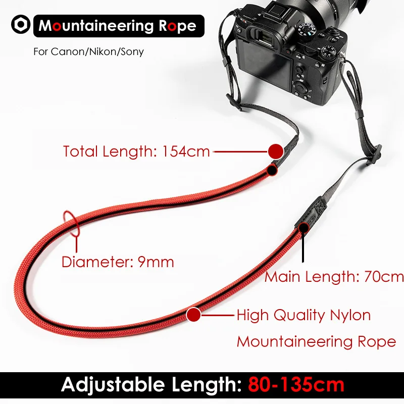 Hard-Woven Colorful Mountaineering Nylon Rope Camera Shoulder Neck Strap Belt for DSLR Canon Nikon Olympus Pentax Sony SLR