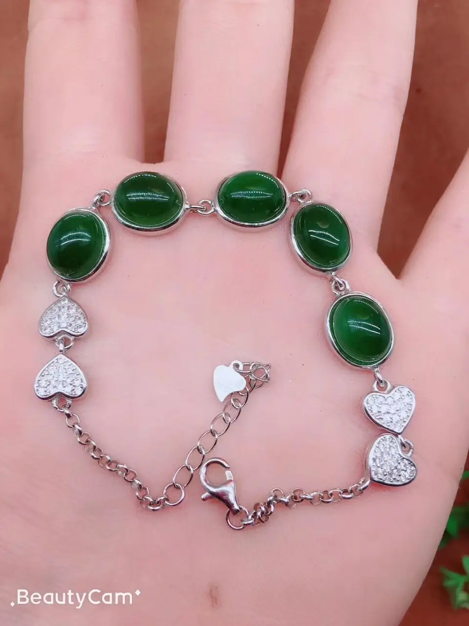 

925 silver jewelry box with hetian yu bracelet/