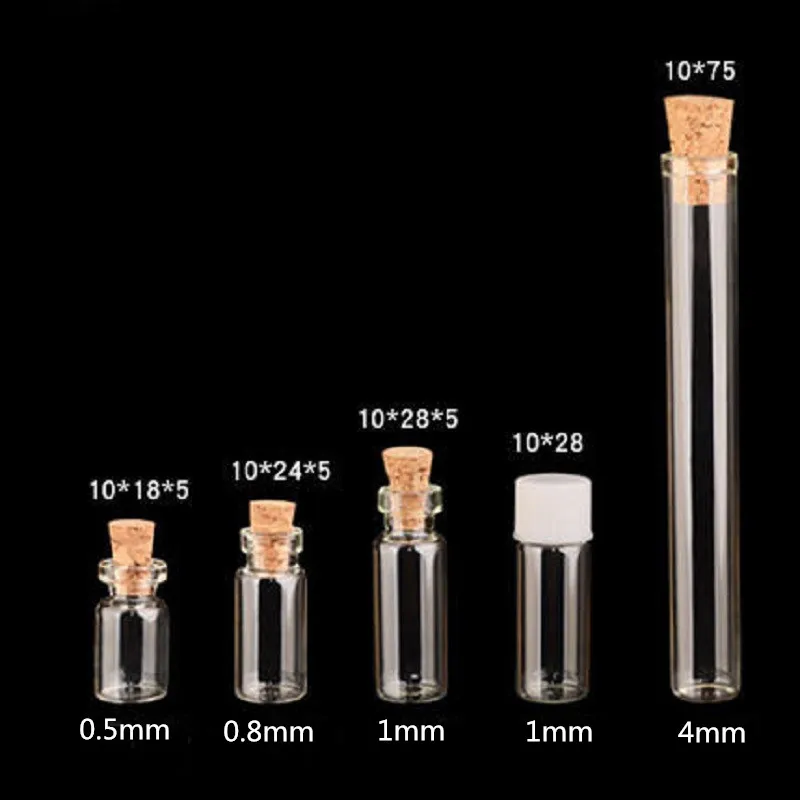 0,5 ml 0,8 мл 1 мл 4 мл трубчатый эфирное масло бутылка хранения бутылки DIY желая бутылка стеклянная пробка закрывающаяся банка 10 мм Диаметр