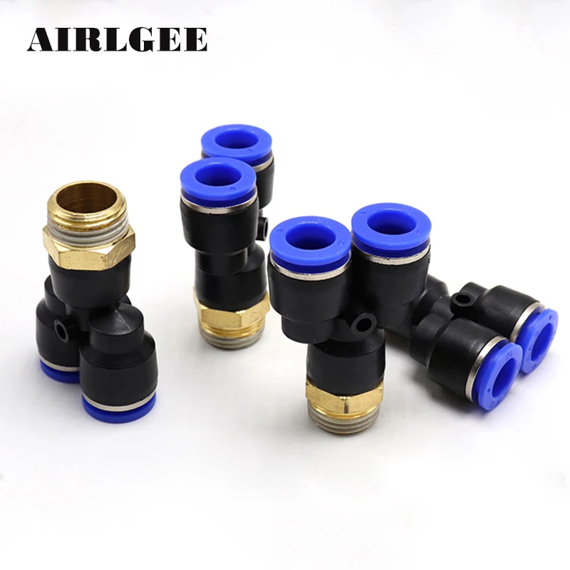 10PCS Pneumatic 3 Way Quick fitting joint 1/8"PT 1/4"PT Thread to 4 6 8