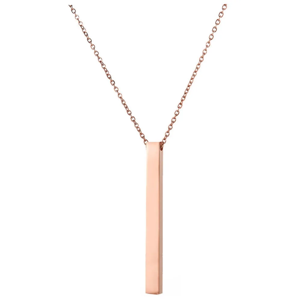 Модные длинные Подвески ожерелье s минималистичные ювелирные изделия розовое золото цвет нержавеющая сталь квадратный бар ожерелье для женщин и мужчин