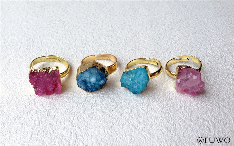 Multicolor Crystal Quartz Rings 8
