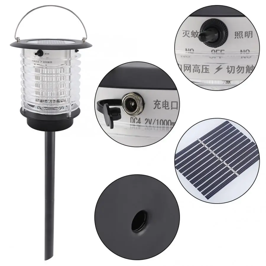 

Acrylic Solar Powered LED Light Pest Bug Zapper Mosquito Killer Lamp Garden Lawn Ground Plug Garden Light