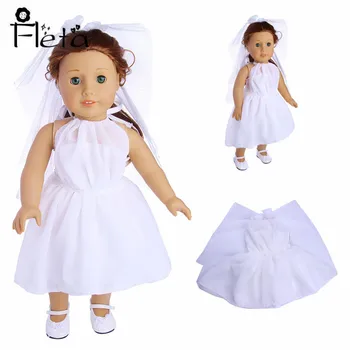 

New Design Doll Clothes Doll White Wedding Dress + White Veil Suitable for 18-inch American Doll to Give a Princess Dream