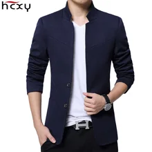 HCXY Для мужчин Блейзер Для мужчин высокое качество Повседневное пиджак мужской стоячим воротником Пиджаки для Для мужчин Slim Fit сплошной гладкой ткань