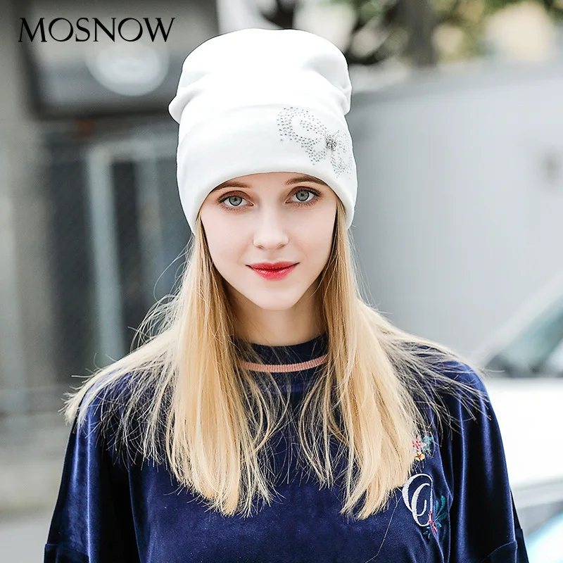 Женская шерстяная вязаная шапка из кашемира, Зимняя шерстяная шапка для девочек, женская вязаная шапка Skullies Beanies, женские шапки, стразы, Шапка-бини, B-9396