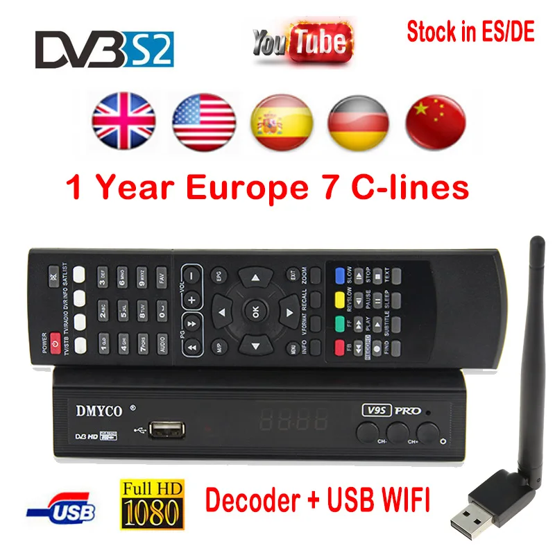 

Spain V9S Pro DVB-S2 Satellite Receiver 1080P HD lnb satellite tv decoder with code USB Wifi TV Receptor support IPTV
