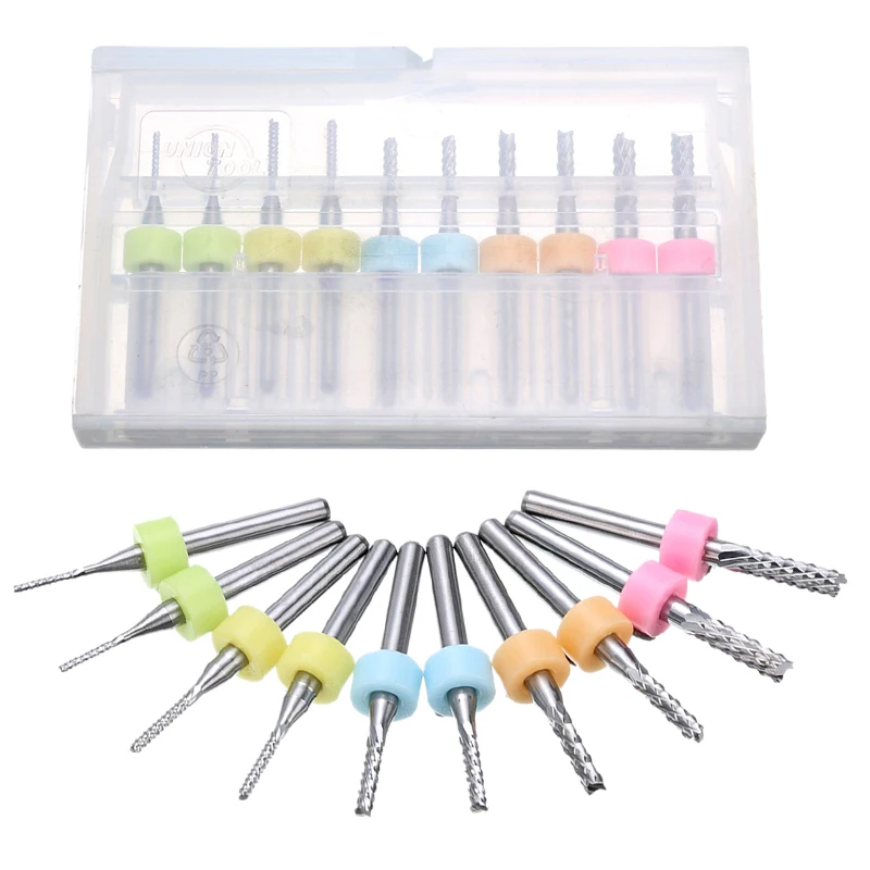 

10pcs/set High Quality Carbide Micro Drill Bits Set 1/1.5/2/2.5/3mm for PCB CNC Rotary Cutter Engraving Milling Cutting Tool