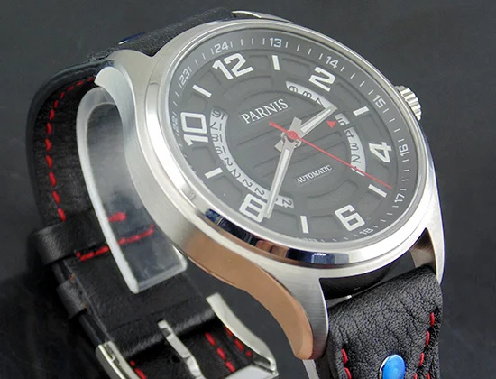 US $103.95 New Parnis Sapphire 43mm Black White Dial Automatic Movement Mens Wrist Watch 1649