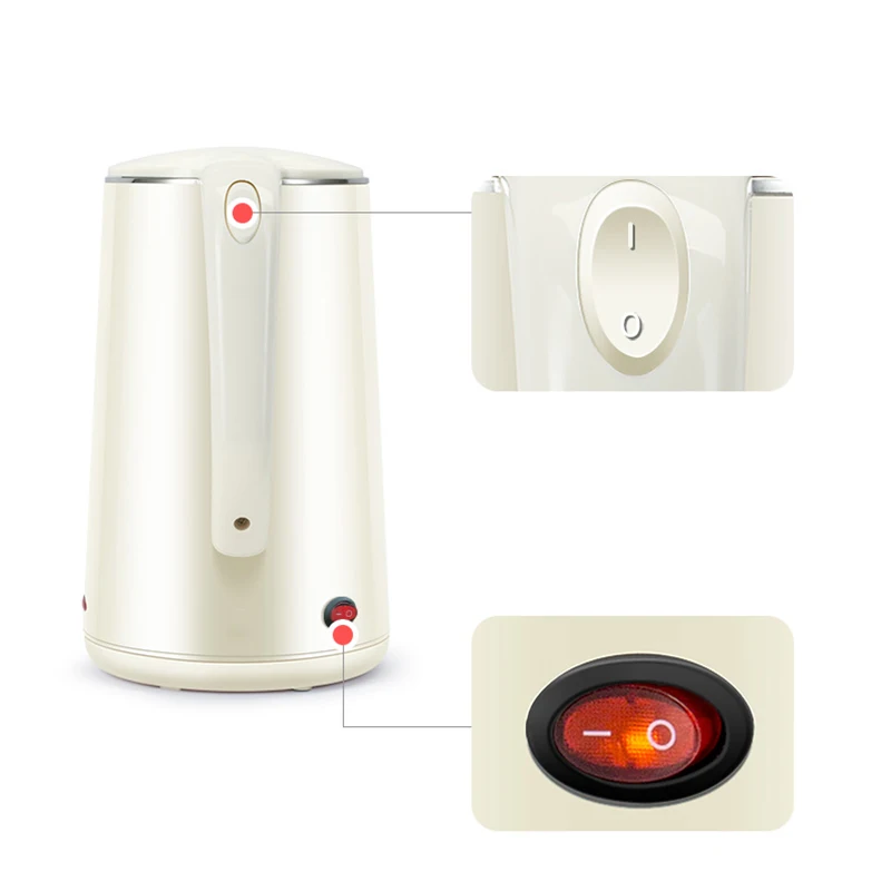 1.8L 220V 1500W Electric Kettle Insulation Pot 304 Stainless Steel Hot Water Kettle Office Travel Coffee Teapot Thermos Flasks