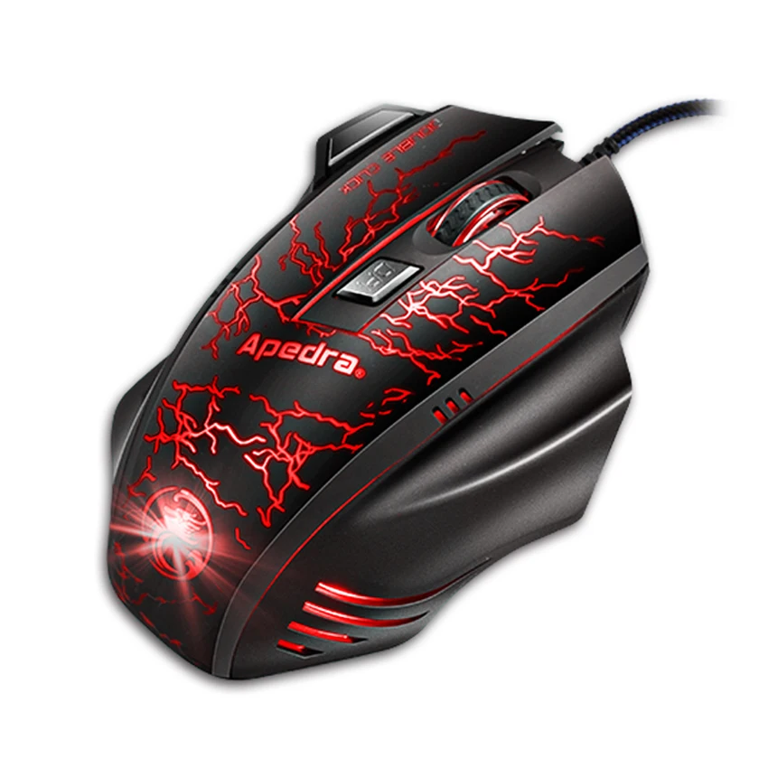 APEDRA Programmable USB Wired Gaming Mouse 7Buttons 3200DPI Optical Computer Mouse Gamer Mice for P