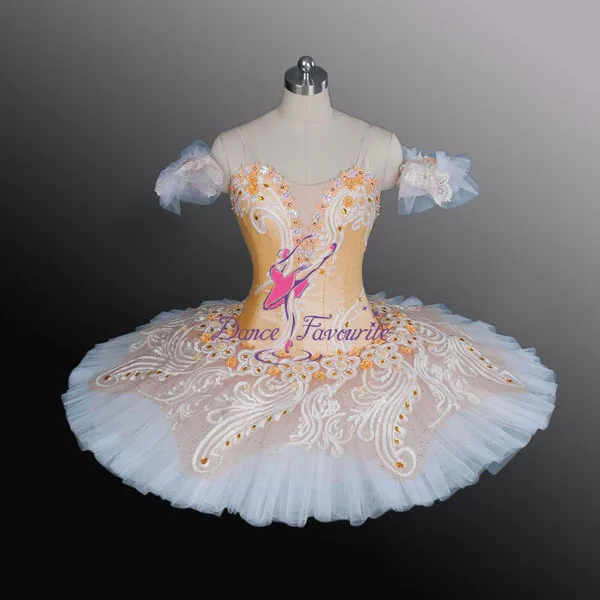 White Stage Professional Classical Ballet Tutu Dance Costume Trims Pancake Skirt 