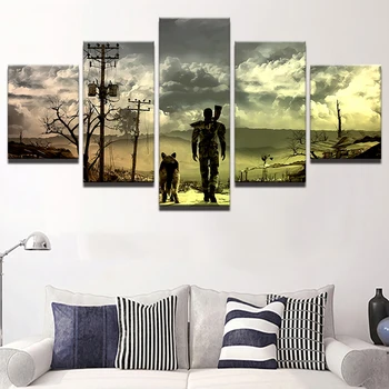 

Canvas HD Printed Painting For Living Room Landscape Picture Modern Fallout 5 Panel Game Characters Poster Wall Art Home Decor