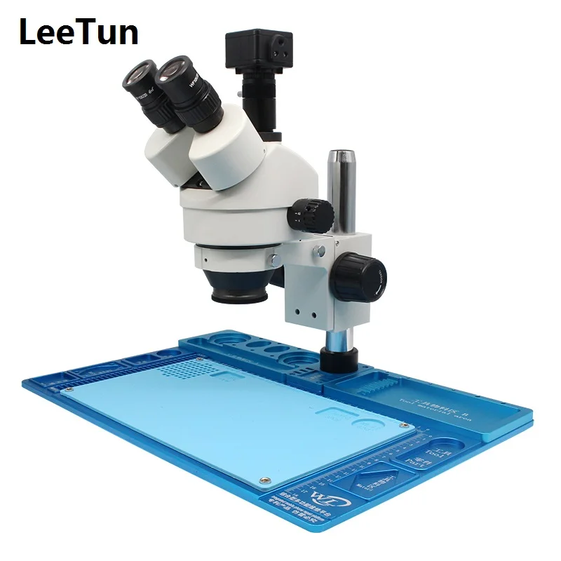 7X 45X Simul focal Head Zoom Stereo Microscope 5MP USB