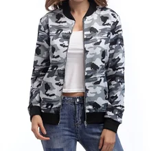 Новинка, Женская Весенняя Осенняя модная зеленая серая камуфляжная куртка, верхняя комфортная уличная одежда размера плюс, женские куртки-бомберы