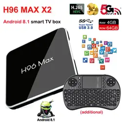 Горячая Распродажа Smart Android 8,1 H96 MAX X2 Tv box Amlogic S905X2 4 ядра 4 ГБ Оперативная память 64 ГБ Встроенная память 2,4 г и 5,8 г Wifi USB 3,0 BT4.0 Декодер каналов