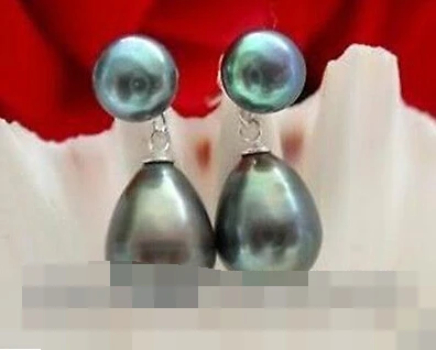 

1448 jewelry Beautiful black Akoya pearls dangle Earrings
