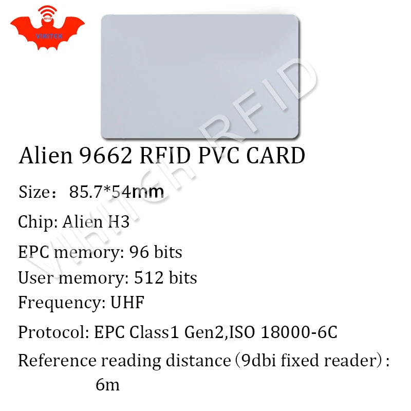 UHF RFID tag PVC card Alien 9662 EPC6C 915mhz 868mhz 860-960MHZ Higgs3 10pcs free shipping long range smart passive RFID tags