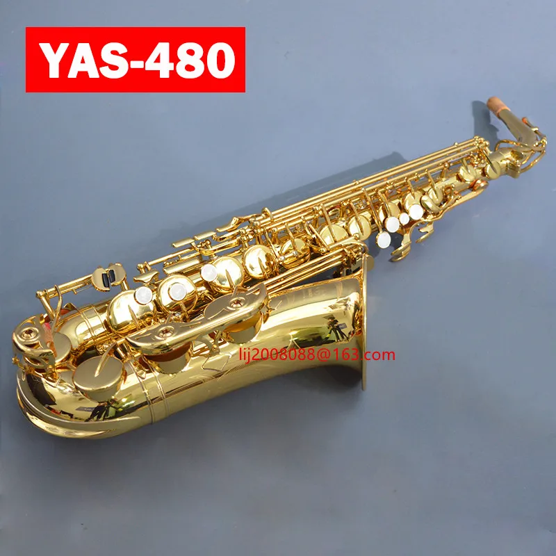 

High Quality Alto saxophone YAS 480 Eb Electrophoresis Gold Sax musical instruments professional Saxofone mouthpieces & case&box