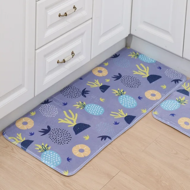 Cartoon Tree Printed Kitchen Floor Mat Non Slip Green Bath Mat-in Rug