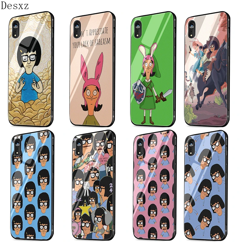 

Desxz Glass Mobile Phone Case For iPhone 5 5s SE 6 6s 7 8 Plus XR X XS Max Cover Cartoon Bob Is Burgers Lovely Bag Shell