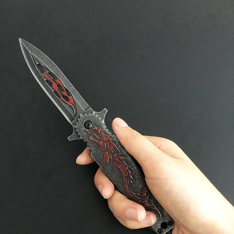 

Red Dragon Tactical Folding Knife Wilderness Survival Tools 440C Outdoor Knives Hiking Camping Hunting Jackknife Fishing Cutter