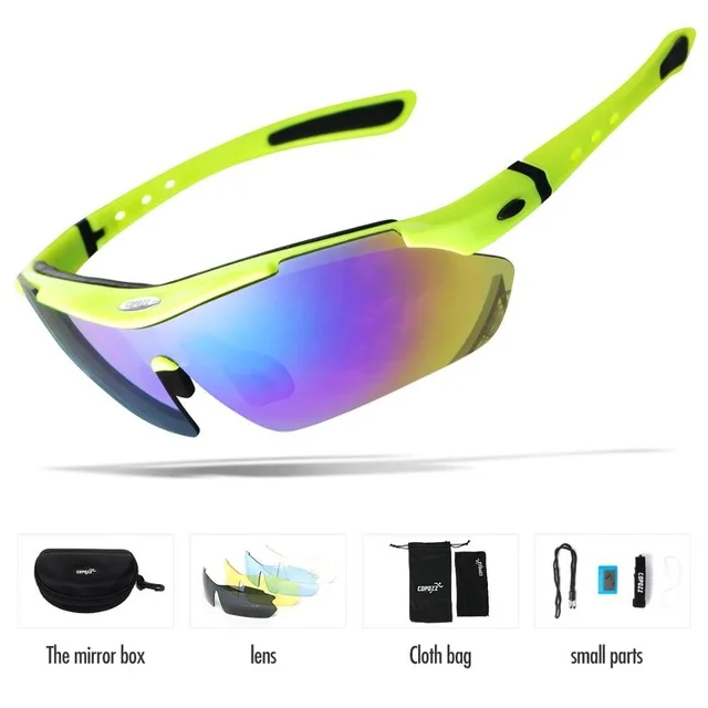 Copozz поляризационные велосипедные очки для улицы MTB горные очки велосипедные солнцезащитные очки велосипедные спортивные солнечные очки близорукость 5 линз - Цвет: Green