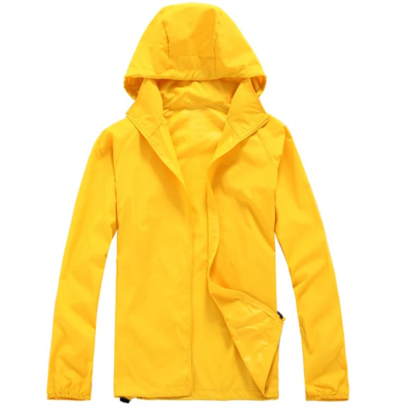 Мужские и женские быстросохнущие кожаные куртки водонепроницаемые пальто с защитой от ультрафиолета Спортивная брендовая одежда для отдыха на природе походная Мужская и женская куртка - Color: Yellow