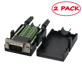 

(2-Pack) 3+9 VGA male Connector with housing support DIY vga cable