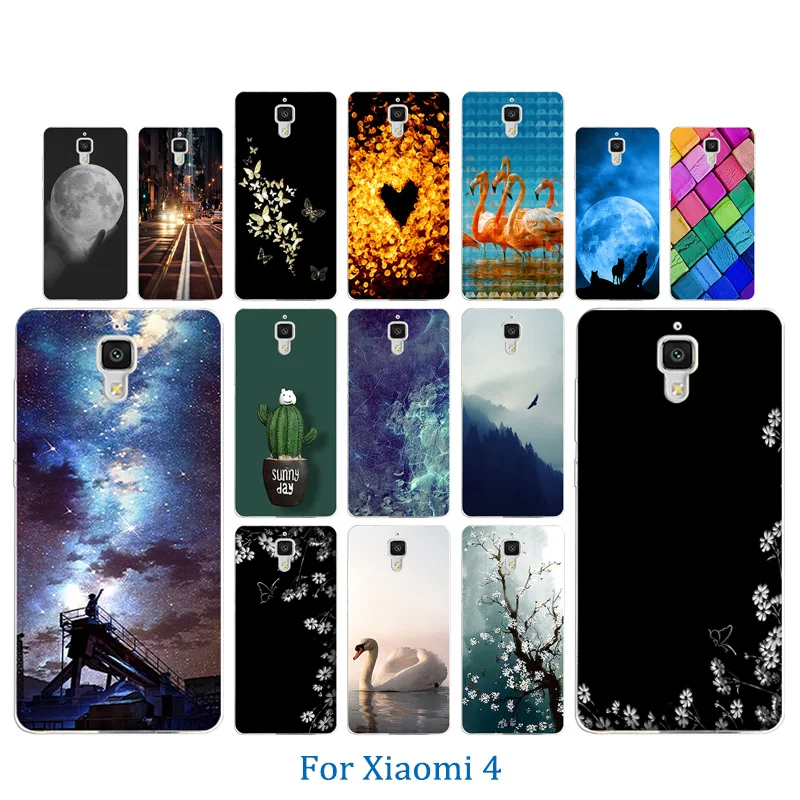 Soft Case for Xiaomi Mi4 Cases Silicon Cover Mi 4 Funda Grimace Pattern TPU Phone Bag M4 Back |