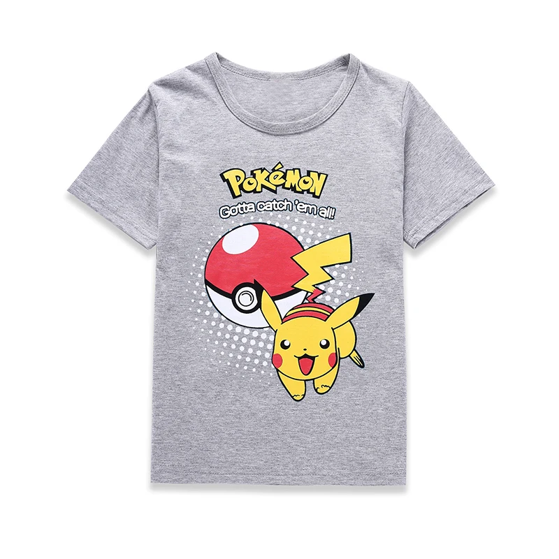 

2018 Summer Kids Boys Girls 100% Cotton Toddler Cartoon Short Sleeve T shirt Pokemon T-shirts Tops Children Clothes 2-7 years