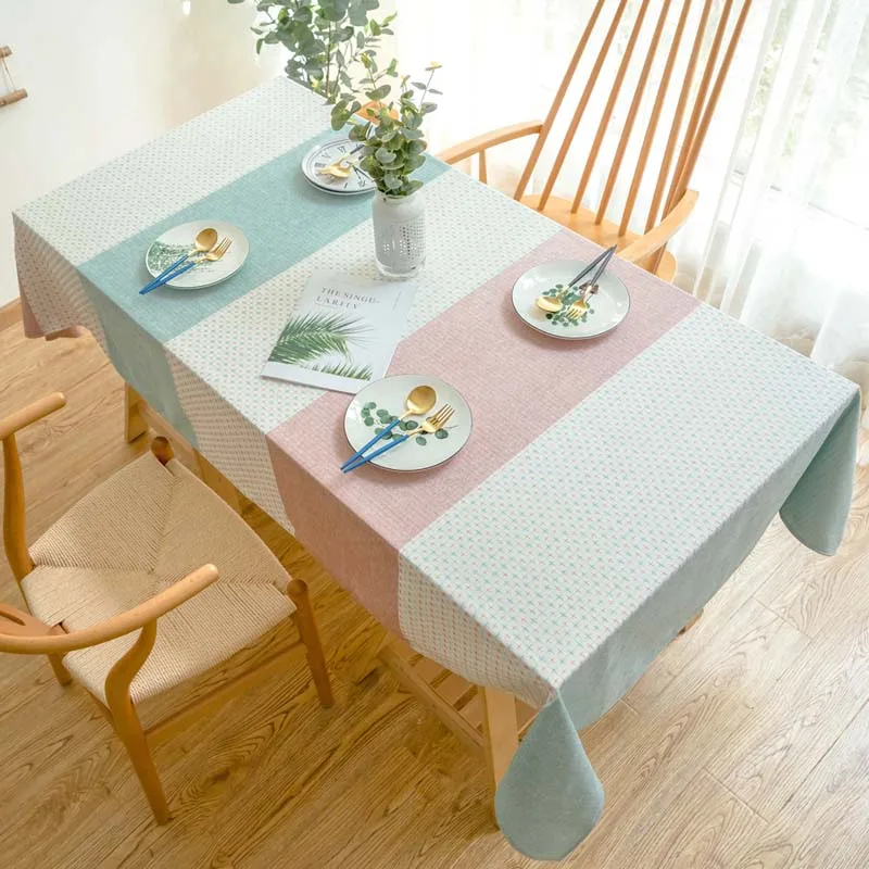 Водонепроницаемая Декоративная скатерть конфетного цвета в полоску, прямоугольная скатерть для обеденного стола, обрус Tafelkleed mesa nappe - Цвет: Pink Blue Stripe