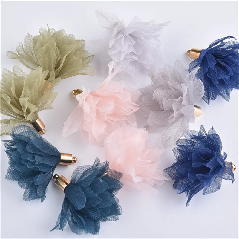 5pcs Flower Tassel Pendants For Keychain Cellphone Straps Jewelry Charms Making Bag Pendants Earrings DIY Accessories