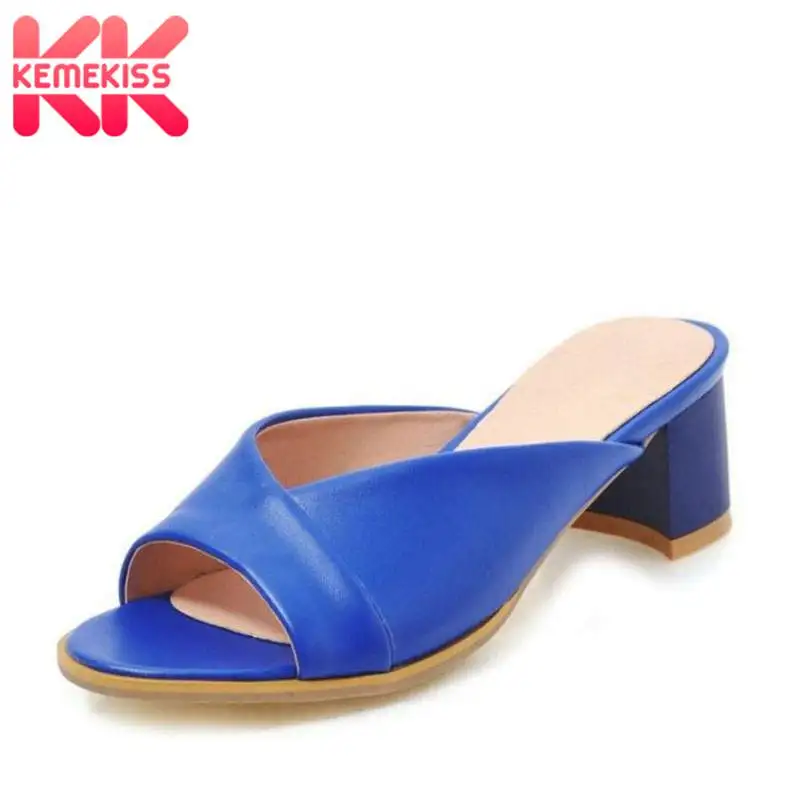 

KemeKiss Plus Size 34-43 Women High Heel Sandals 2019 Comfortable Summer Beach Shoes For Women Open Toe Fashion Party Slippers