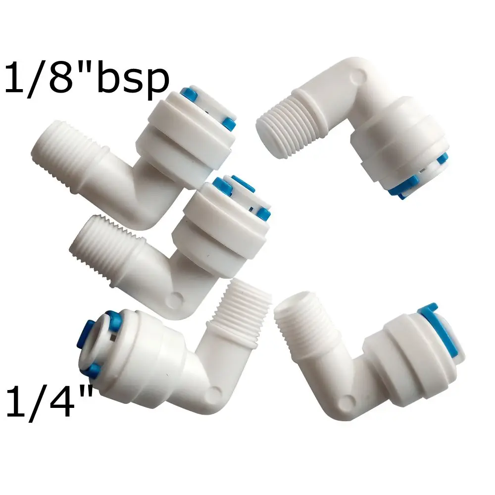 Pack of 5 1/4" OD Hose Connection 1/8" BSP Male Elbow Quick Connector