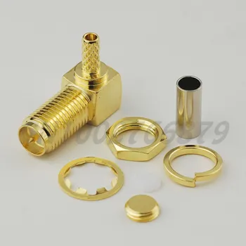 

20pcs RF electrical wire coaxial cable terminal connector RP-SMA Crimp Jack (male pin) Right angle RF connector for RG316 LMR100