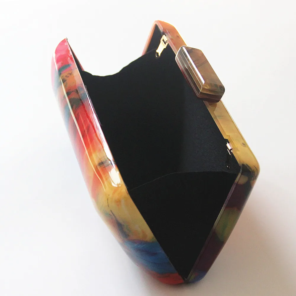 2019 New Clutch Evening Bags Acrylic Brand Fashion Woman Designers Luxury Flower Print Women Shoulder Bags Casual Vintage Clutch
