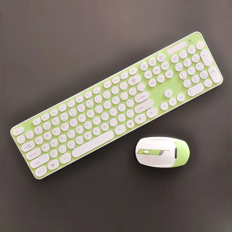 

New 2.4GHz Wireless Keyboard + Mouse Smart Power-saving Combo Cordless Round Key Set for Laptop Computer
