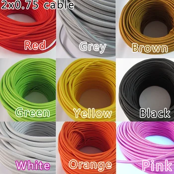 

(2m/Lot) Wholesale Price,10 Colours,Vintage Fabric Copper Conductor Eletrical Wire(2*0.75mm),Suitable For Edison Bulb Lamps