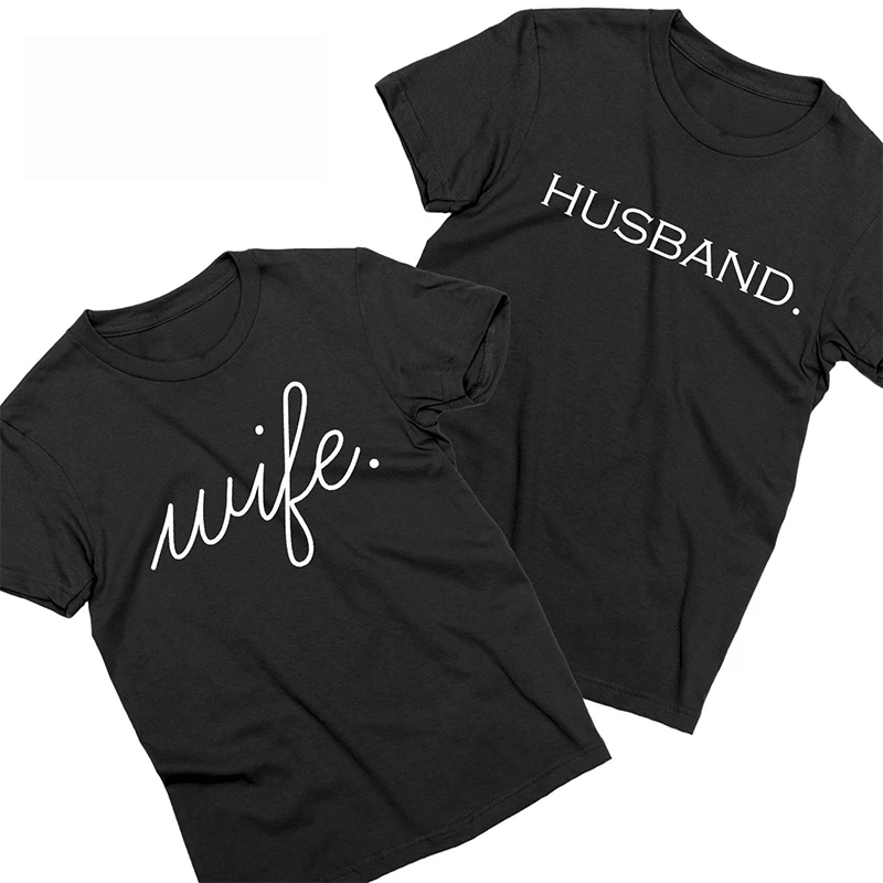 Couples Matching Shirts Wifey Hubby Matching Couple Vneck Crewneck T-shirts