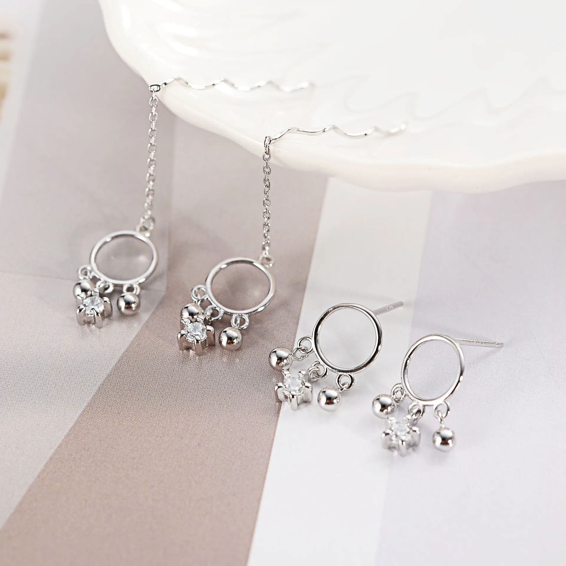 circle bells earring 100% 925 Sterling silver Jewelry fashion Hypoallergenic Stud earrings for women gift