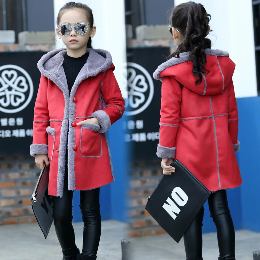 Ceny Dzieci 2018 odzież wierzchnia dla dziewczynek jesień i zima długi płaszcz dzieci aksamitna kurtka ciepły płaszcz dla 4 13Y dziewczyny ubrania zimowe