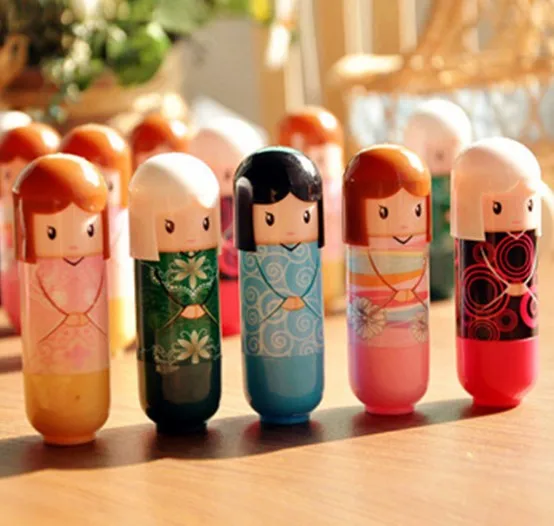 Новинка Kawaii кимоно кукла девушка макияж бальзам для губ увлажняющий в форме