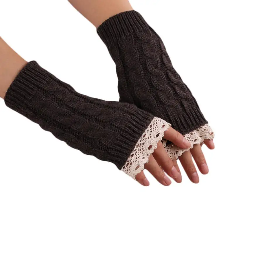 

Trendy Brand Winter Red Knitted Gloves For Women Autumn Ladies Fashion Warm Fingerless Gloves Mittens #LH