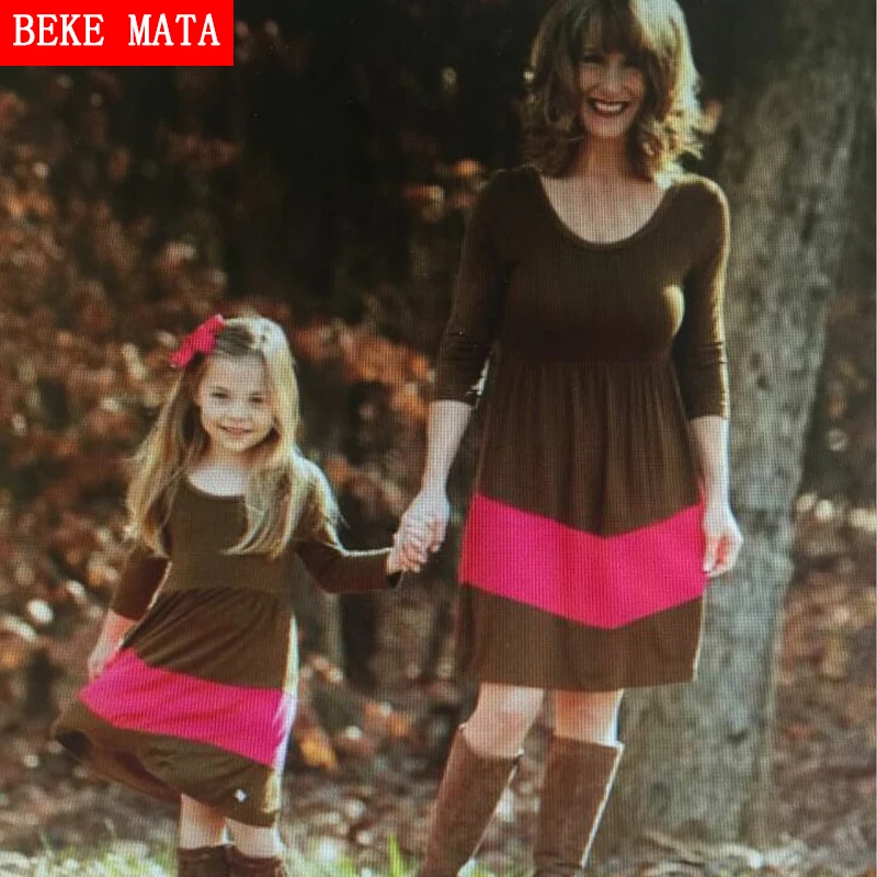 

Matching Mother Daughter Clothes 2019 Autumn New Long Sleeve Mother Daughter Dresses Striped Family Look Mom Girl Clothing Sets