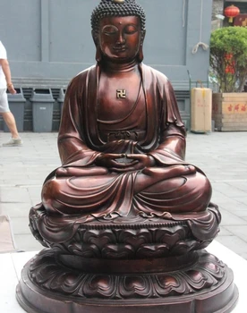 

28 Buddhism Copper Bronze Seat Lotus Shakyamuni Sakyamuni Amitabha Buddha Statue