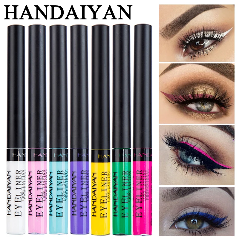 

HANDAIYAN Matte Liquid Eyeliner Waterproof Cosmetics Long-Lasting Blue Brown Purple White Color Eye Liner Pen Party Eyes 15#